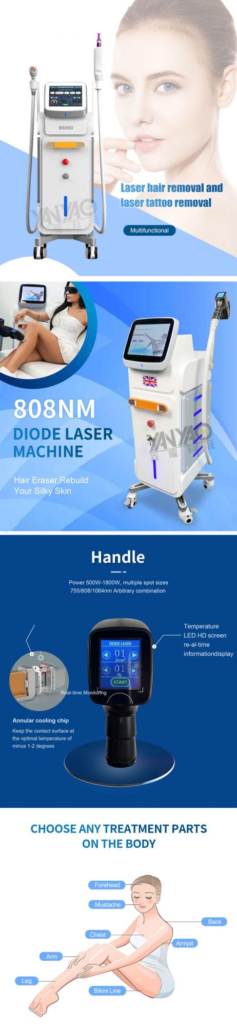 CE Approved 808nm Diode Laser Hair Removal Machine Price Beauty Salon Equipment