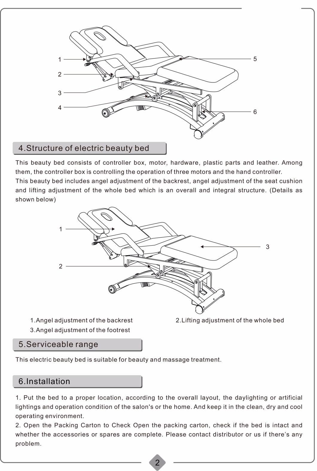 Rh-2241c Best Selling Electric Lift Beauty Bed for Beauty Salon