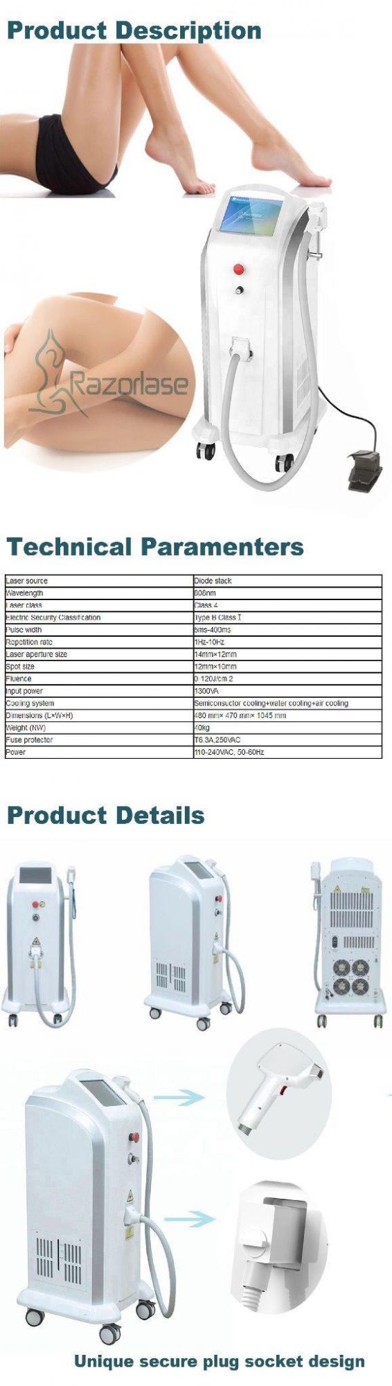 Medical Equipment Sincoheren 808nm Razorlase Hair Removalbeauty Salon Machine Diode Laser Device