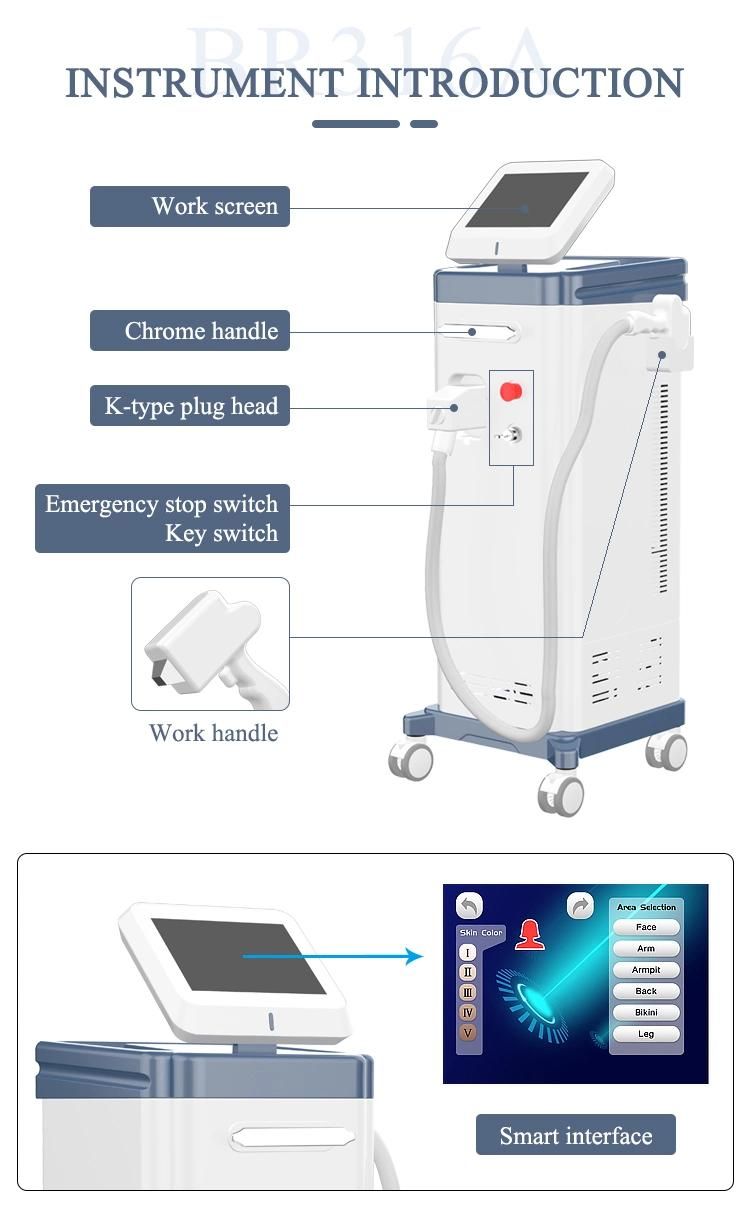 Hot 808nm Diode Laser Permanent Vertical for Hair Removal Machine