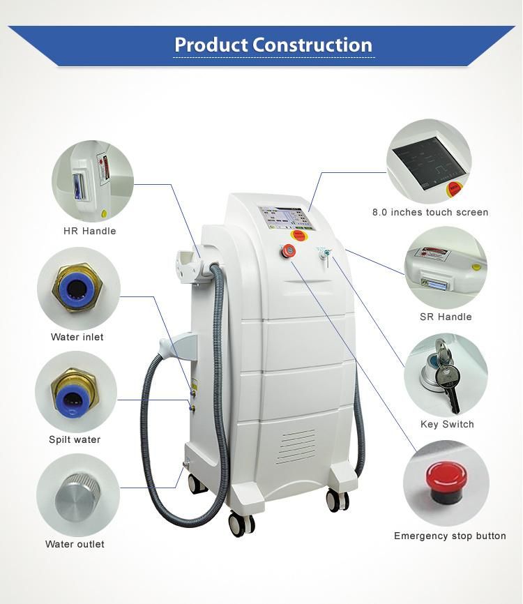 Vertical 2 Handles IPL Shr Permanent Hair Removal Machine Factory Price