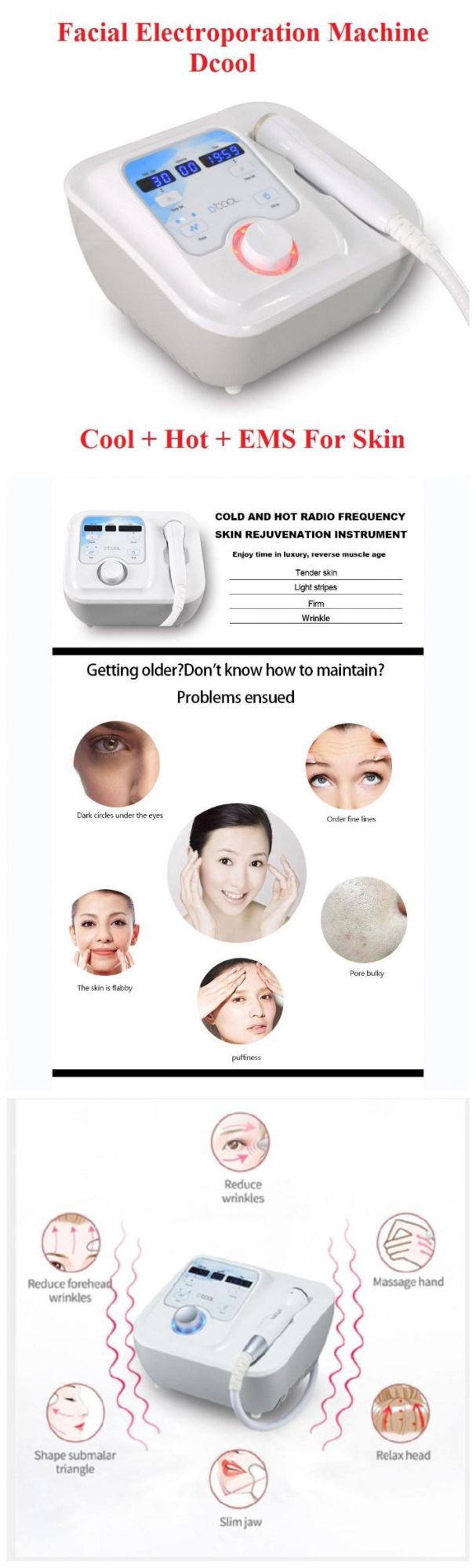 Facial RF+EMS Skin Care Cooling Beauty Machine for Remove Wrinkles