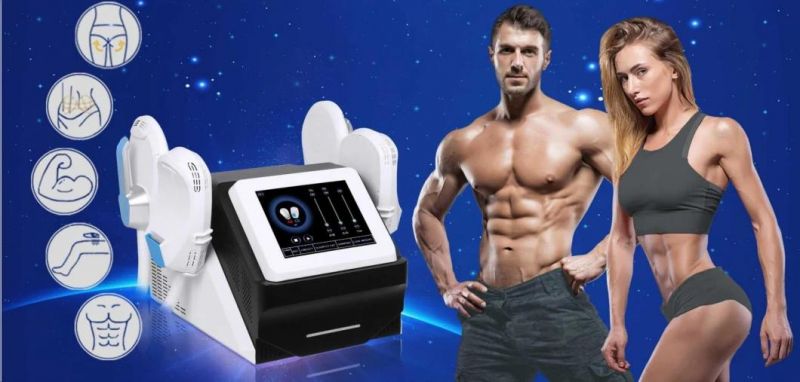 EMS Muscle Stimulator Electromagnetic EMS Muscle Training Equipment with Four Handles / EMS Fat Removal Cellulite Reduction Slimming 7 Tesla Emslim Neo RF