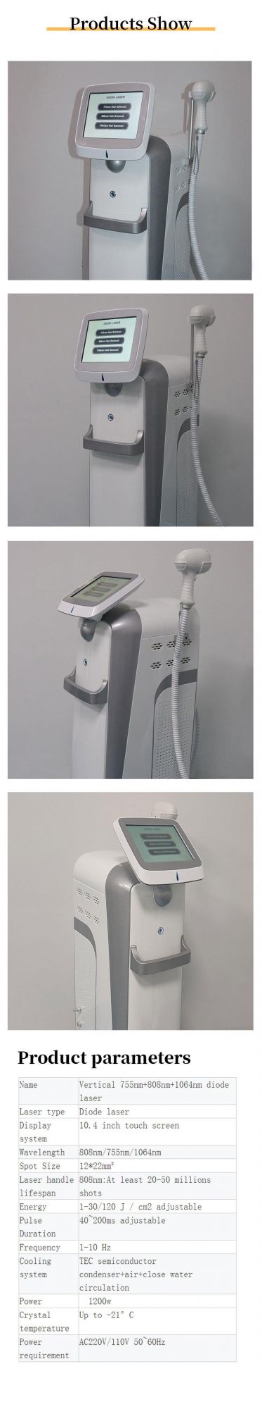 Perment Painless 755nm 808nm 1064nm Diode Laser Hair Removal