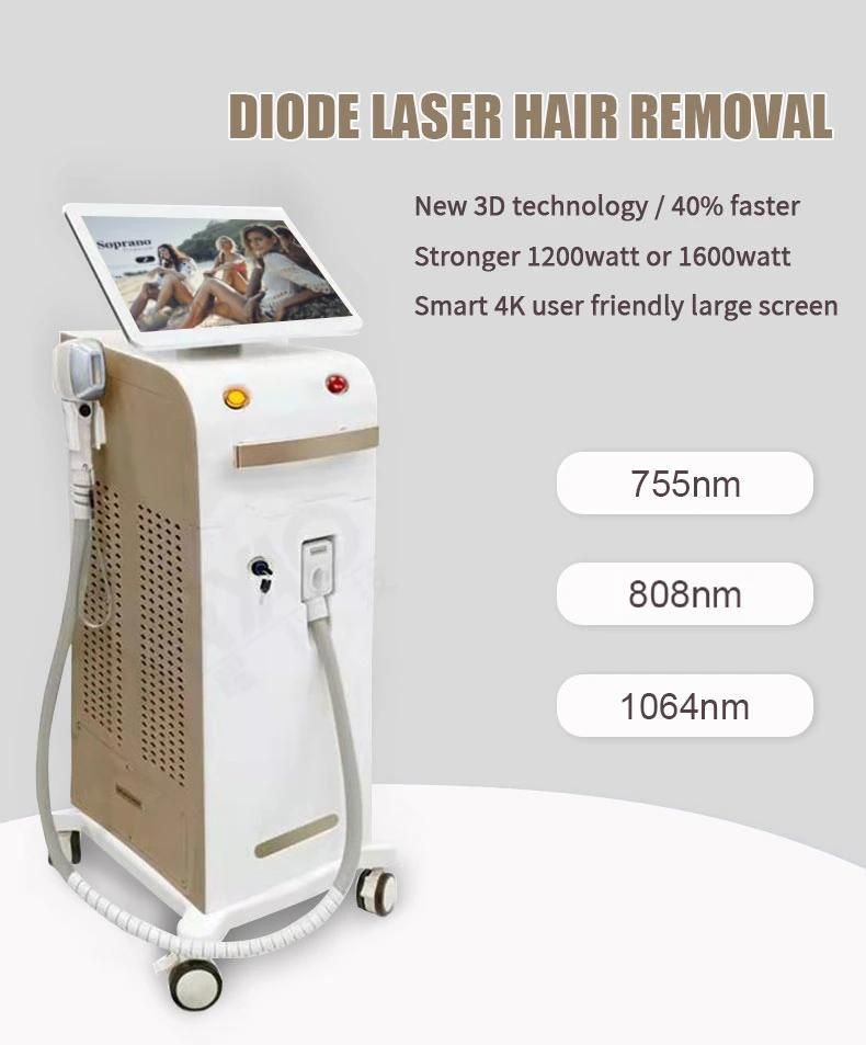 808nm Diode Laser Painfree Hair Removal Soprano Ice Laser Equipment