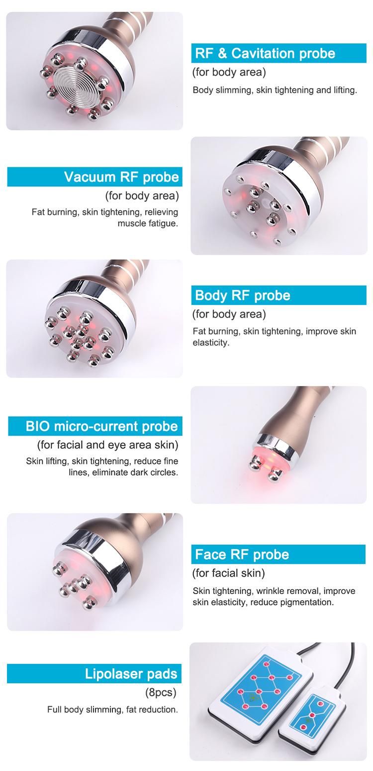 Fat Burning Body Slimming Machine Infrared Weight Loss Butt Lift Machine Portable RF Ultrasonic 6 in 1 Vacuum Cavitation System