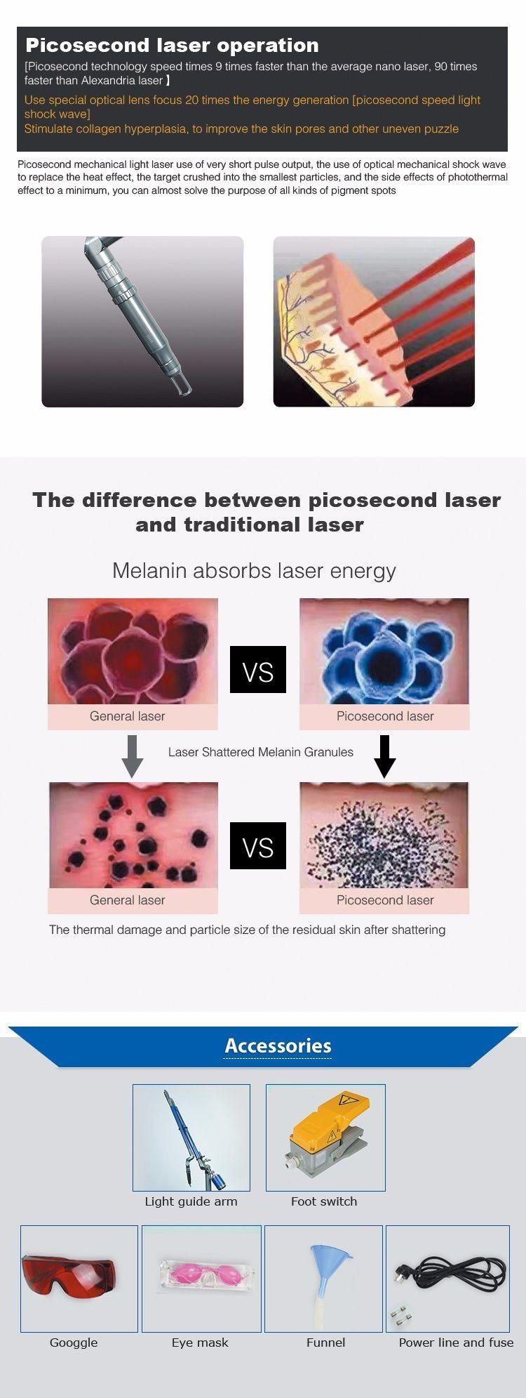 Picosecond Picosur Laser Tattoo Removal Machine for Salon Use