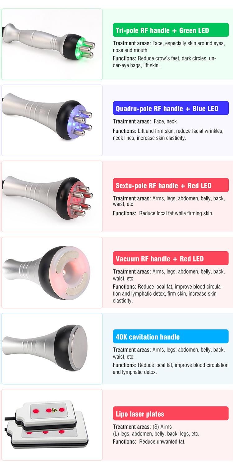 6 in 1 Vacuum RF Lipolaser Cavitation Machine