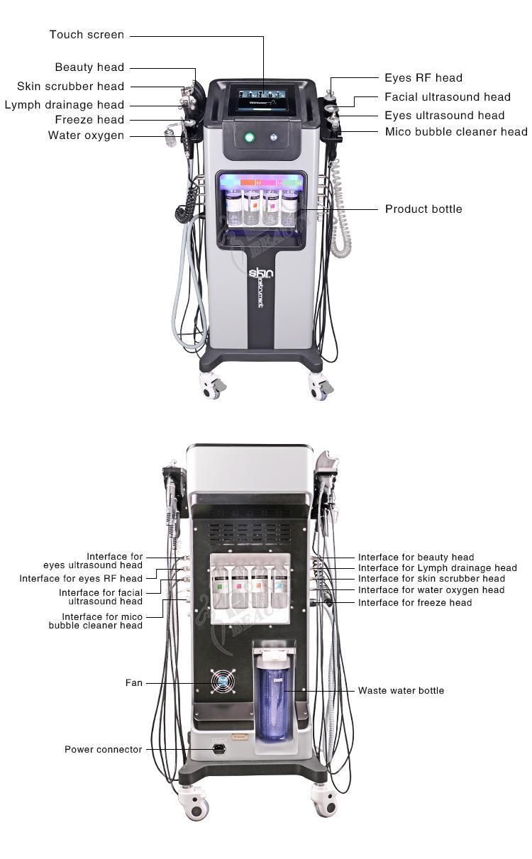 2022 High Quality 8/9/10/11/12 in 1 Hydro Facial Cleaning Skin Care Beauty Salon Equipment