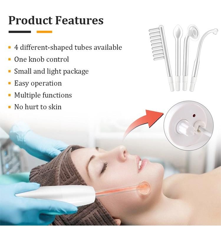 4 Tubes Handheld Skin Therapy Beauty Portable High Frequency Wand Facial Machine