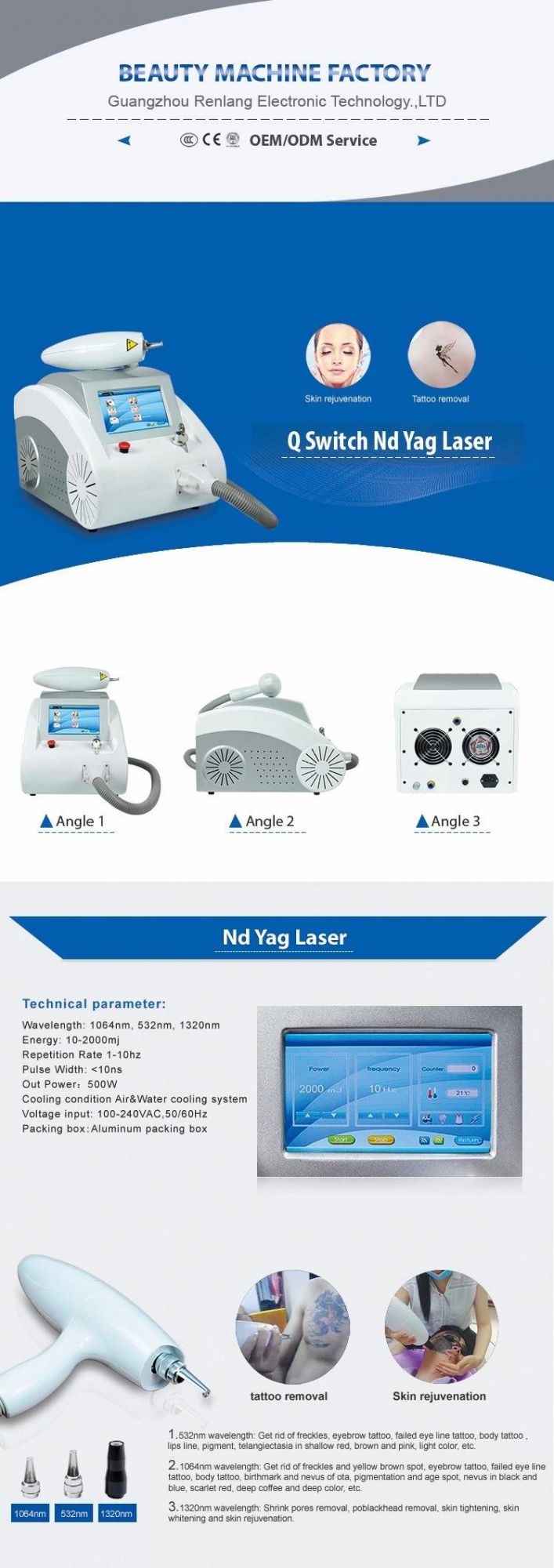 Laser Carbon Peel Removal Tattoo ND YAG Laser Machine