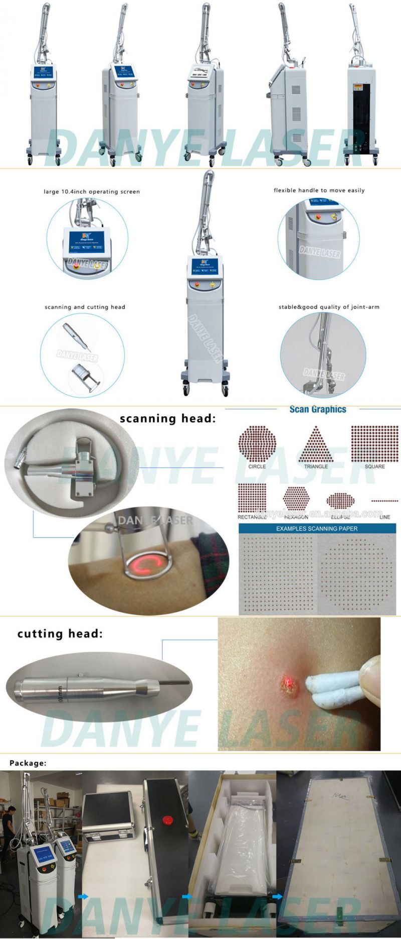 New Fractional CO2 Laser Pigmentation Removal of Scars Surgical Head 10600nm CO2 Laser Frazionato