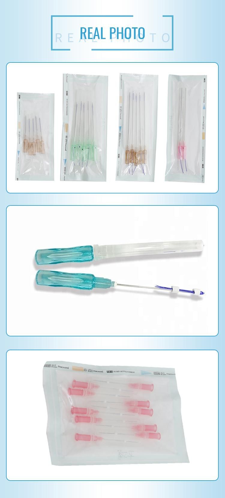 Plastic Surgery Plla Disposable Lift Vline W Needle 19g 100mm Cosmetic 6D Cog Pdo Thread for Face
