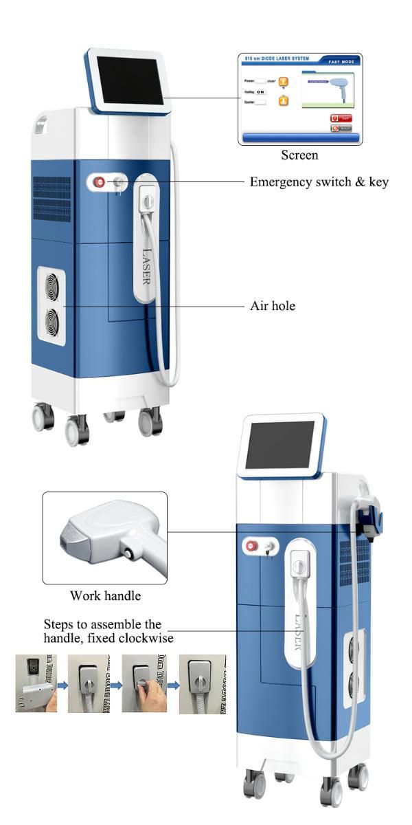 Diode Laser Machine with 808nm Wavelength for Permanent Hair Loss Machine