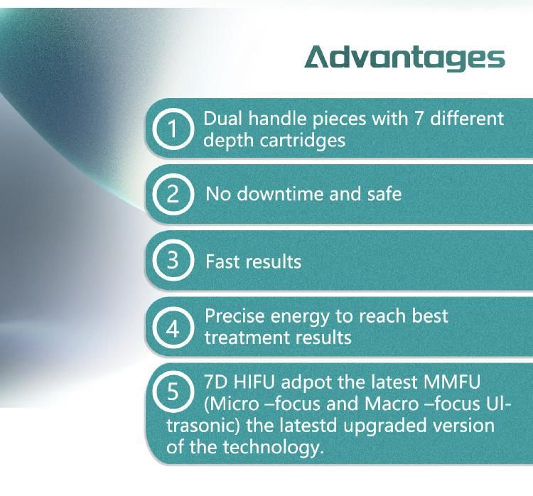 Portable Hifu Technology 7D Hifu Focused Ultrasound Machine for Wrinkle Removal