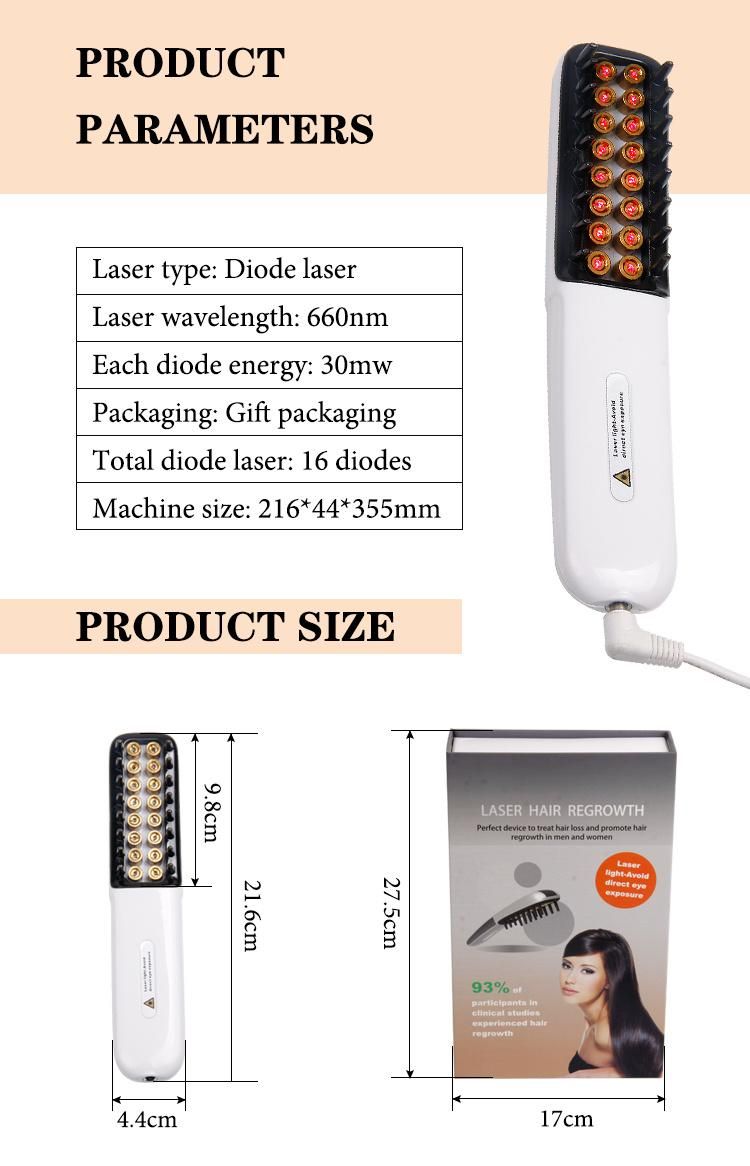 Hair Loss Treatment Laser Comb Laser Comb for Hair Growth Electric Laser 16 Diodes