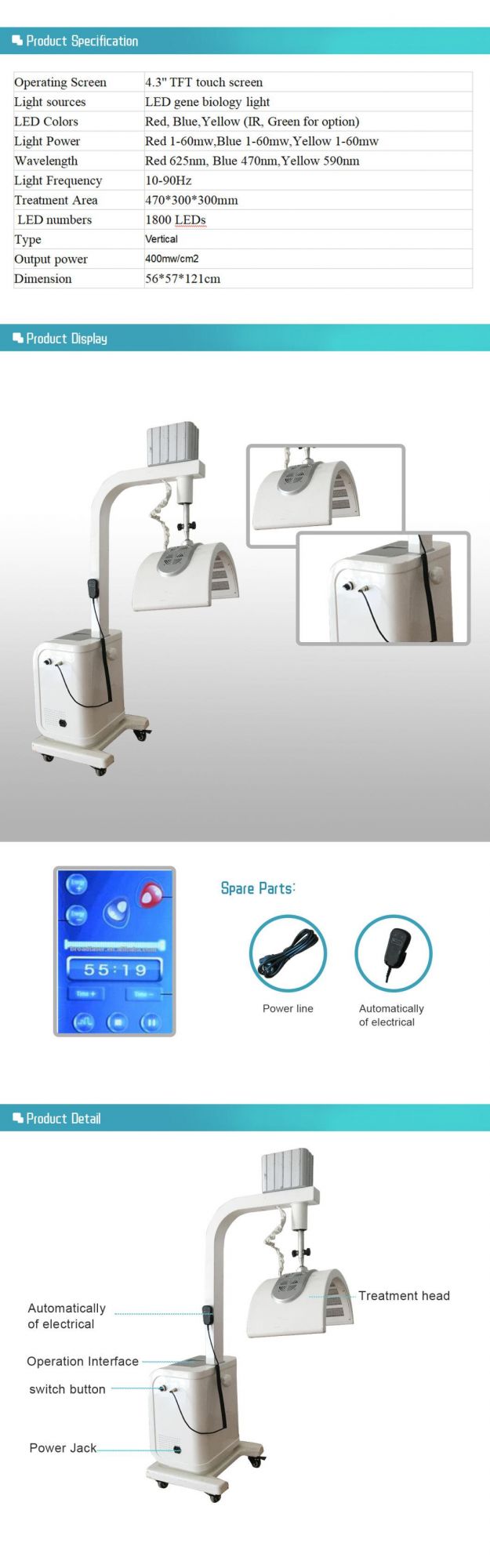 Facial Skin Whiten Care Therapy LED PDT Beauty Salon Equipment