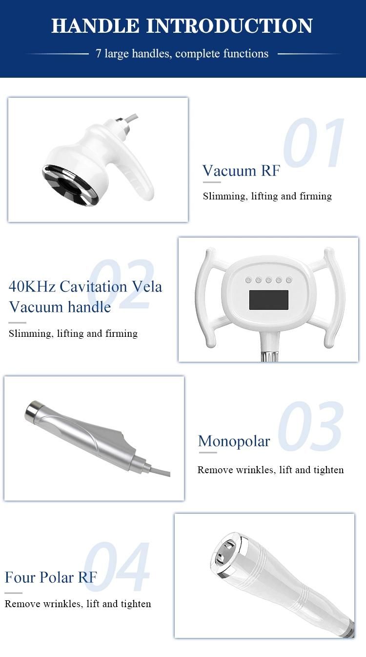 Vela Vacuum RF 40kHz Cavitation Beauty Equipment for Body Shaping Skin Firming Face Lifting Radio Frequency Skin Care Device V49