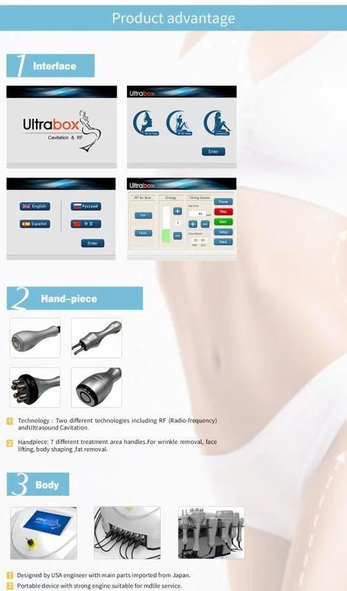 6 in 1 Ultrabox Portable Ultrasonic 40K Cavitation Lose Weight Body Massage Machine