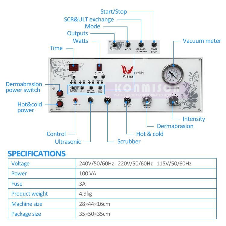 Multifuction Diamond Dermabrasion Ultrasonic Skin Scrubber Machine