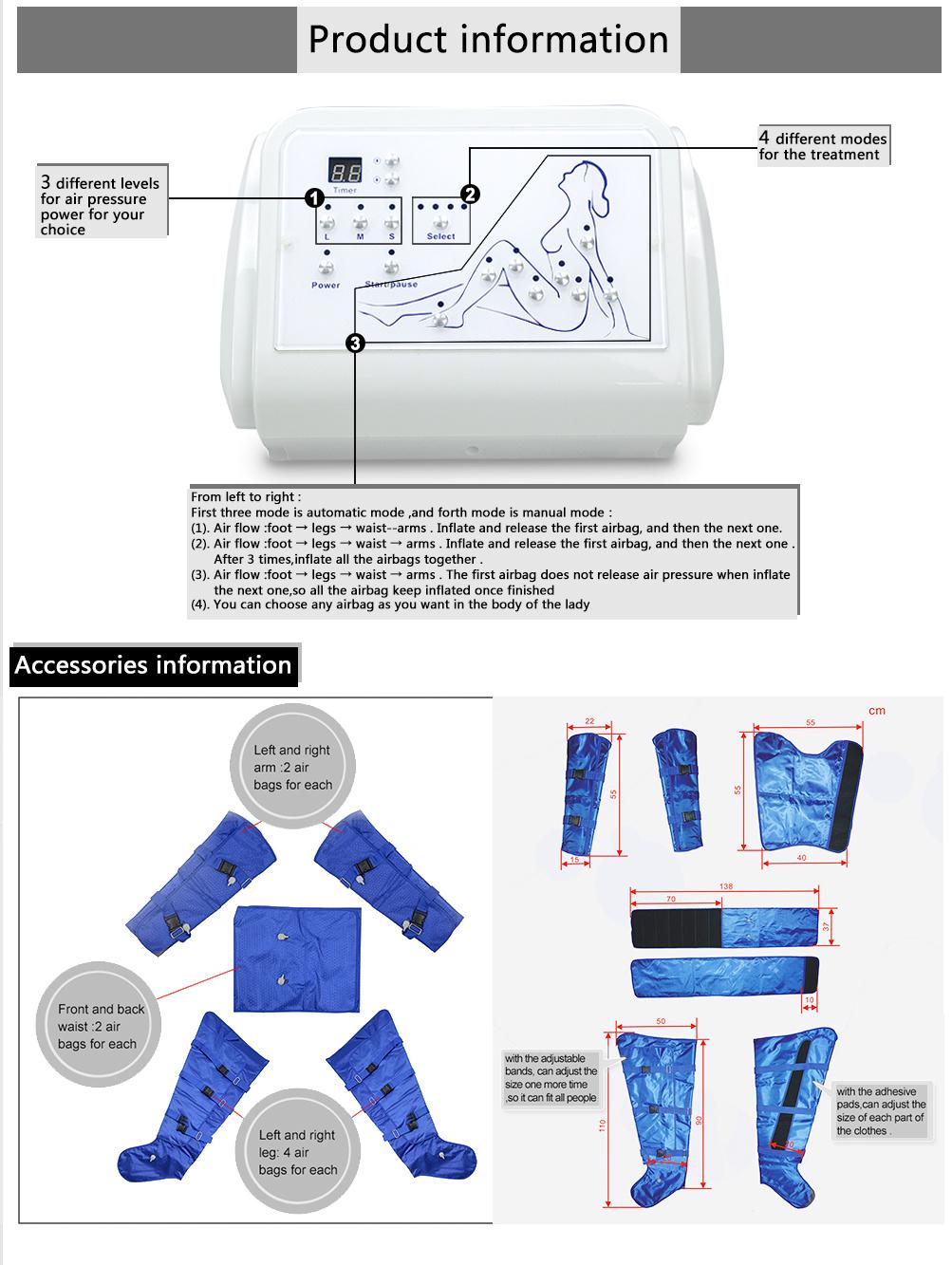 24 PCS Airbags Lymphatic Drainage Therapy Pneumatic Compression Devices