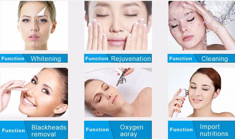 6 in 1 Multi-Functional Facial Device Skin Care Lifting Head Ultrasonic Skin Scrubber Ultrasonic Deep Introduction Hydrodermabrasion, Water Oxygen Peeling