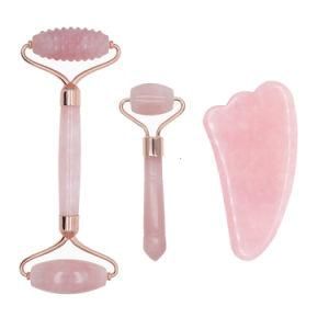 2022 New Arrivals Skin Care Tools Double Big Head Spiky Rose Quartz Jade Roller for Face