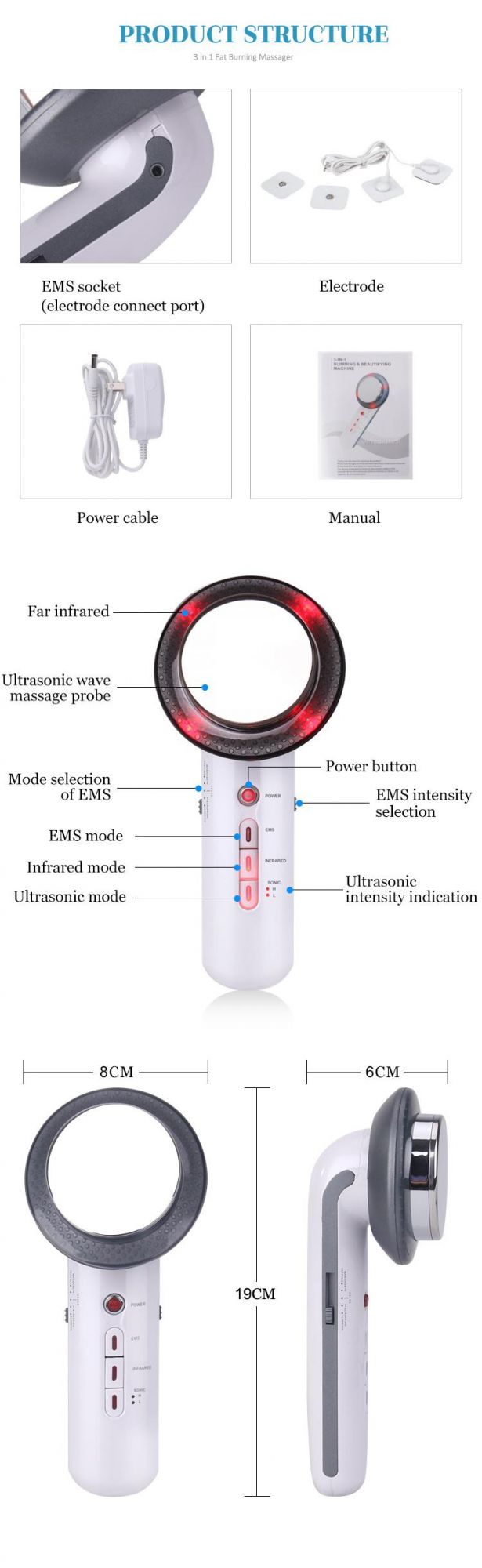 Portable Multifunctional EMS Ultrasound Cavitation Body Slimming Beauty Machine