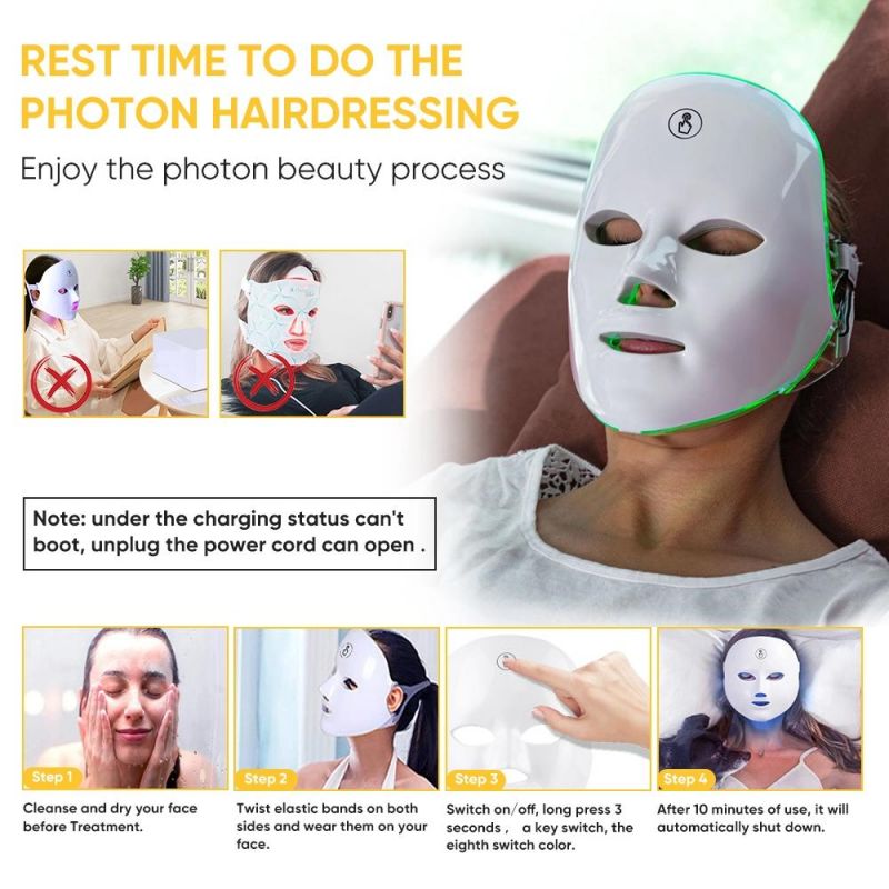 2022 New Arrivals Rechargeable 7 Color PDT LED Wireless Therapy Face Mask for Beauty