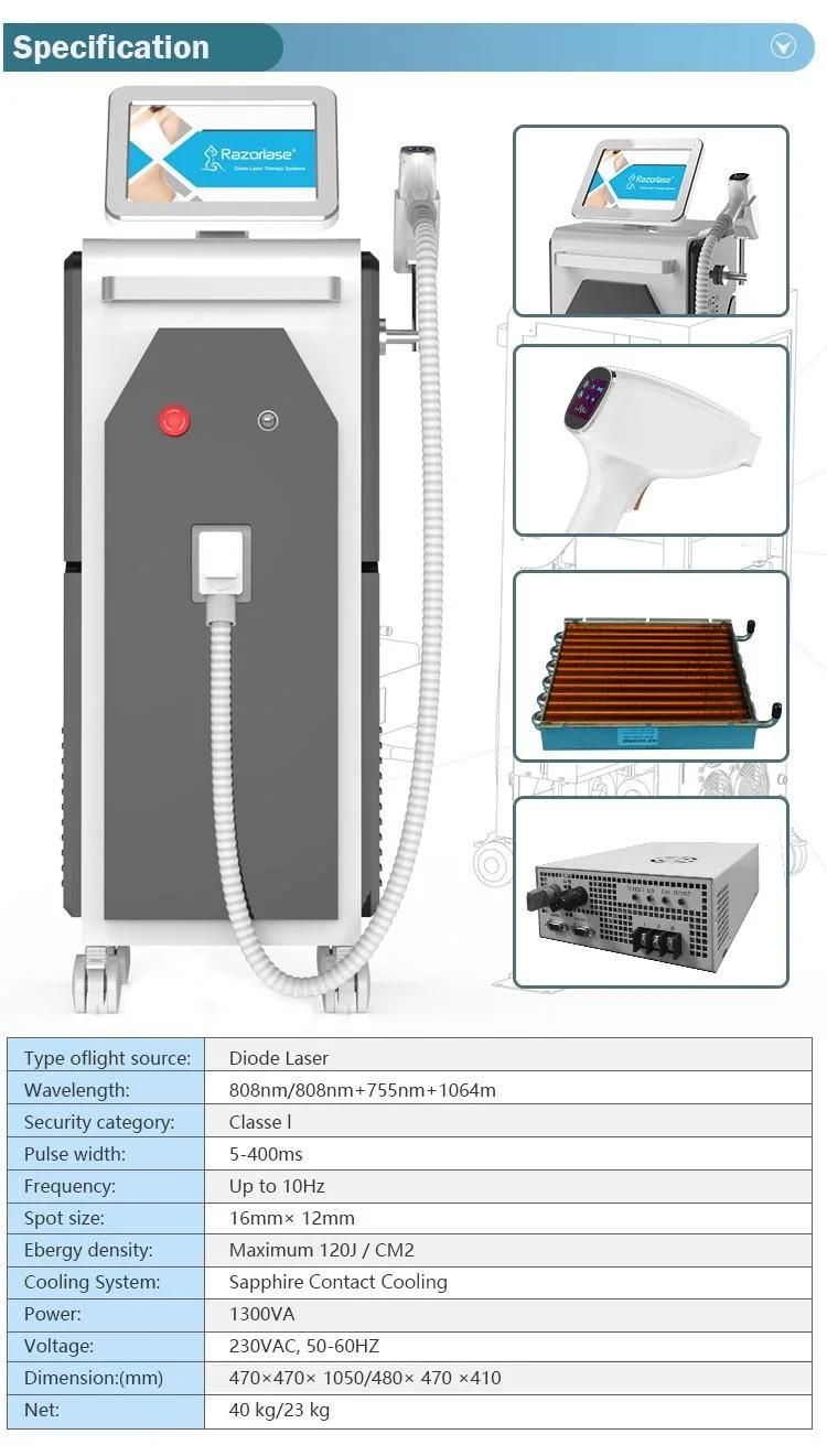 Professional Med Salon 808nm Clinic Diode Laser Machine Hair Removal Beauty Diode Laser Equipment