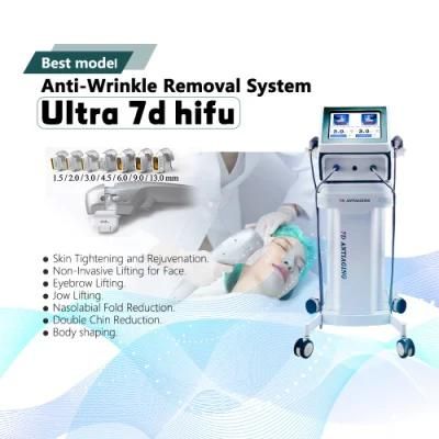 High Intensity Ultrasound 7D Hifu 7 Cartridges Wrinkle Removal Skin Lifting 3D 4D Body Contouring Machine