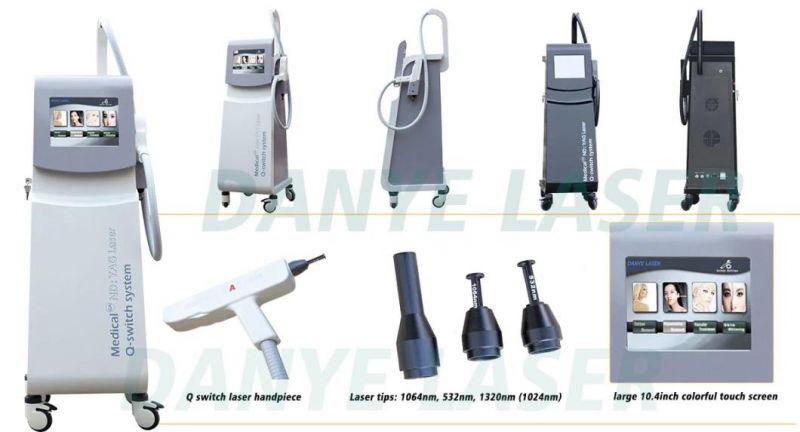 Medical 1000W 1064nm 532nm 1320nm Q Switch ND YAG Laser Tattoo Removal and Skin Rejuvenation Machine