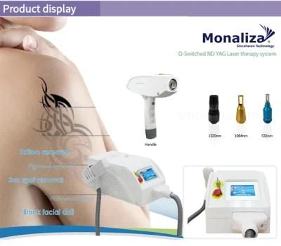 Monaliza Mini ND YAG Laser Machine for Tattoo Removal Skin Shinning Pores Shrinking 1064nm Wavelength 532nm Sr Handles Long Life
