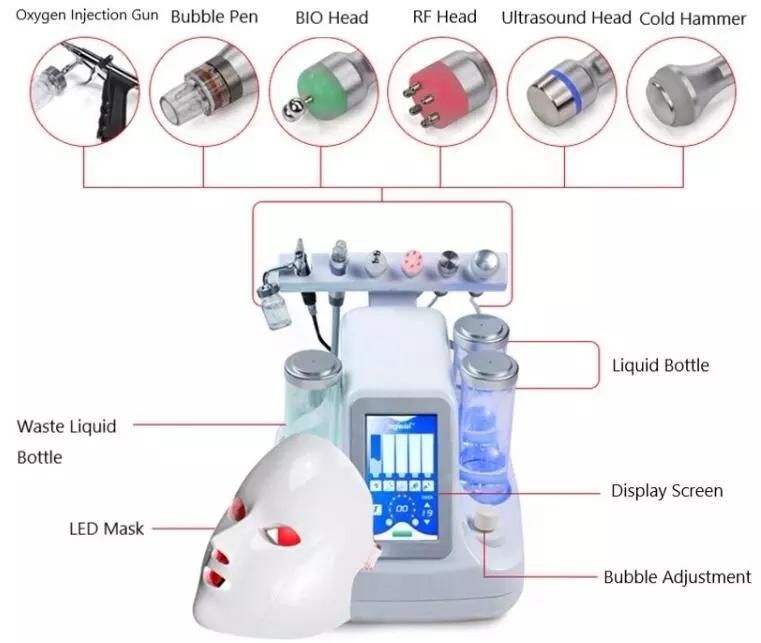 Beauty Machine Water Aqua Jet Peel Skin Rejuvenation Machine with LED Mask Dermabrasion Peeling Cleaning Machine