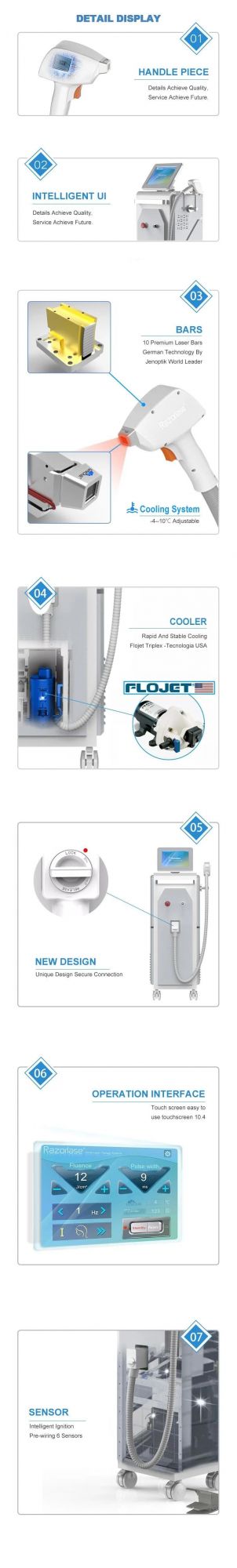 Triple Wavelengths Medical Diode Laser Hair Removal Machine