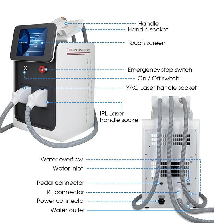 Carbon Power Treatment RF ND YAG Laser IPL Permanent Hair Removal Machine for Tattoo Removal Skin Rejuvanation