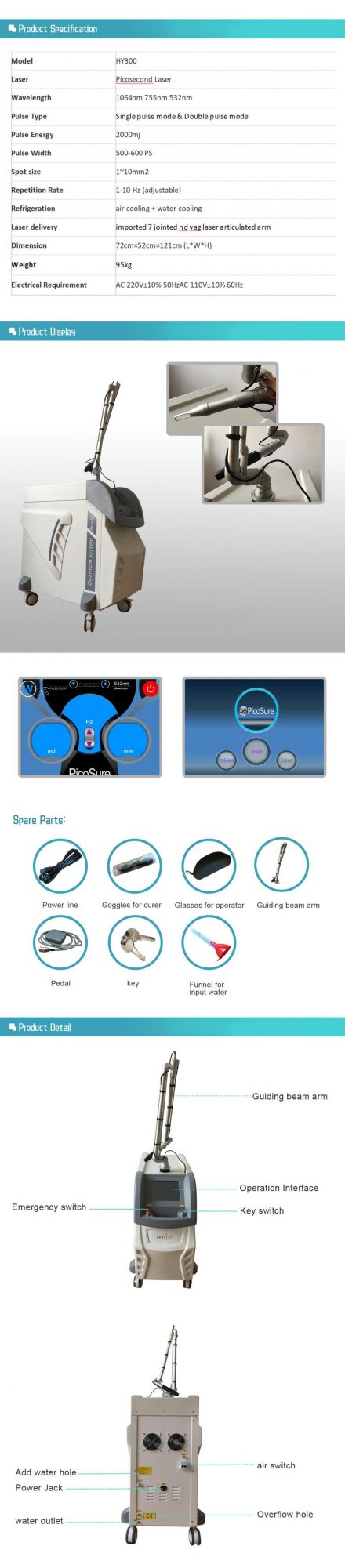 CE Approved Best Laser Tattoo Removal Picolaser 755nm Picosecond Laser