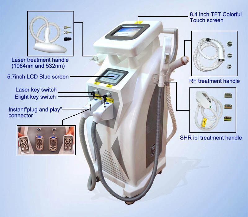 3 in 1 E Light Opt Hair Removal & ND YAG Laser Tattoo Removal & Cool RF Beauty Machine Mslol01