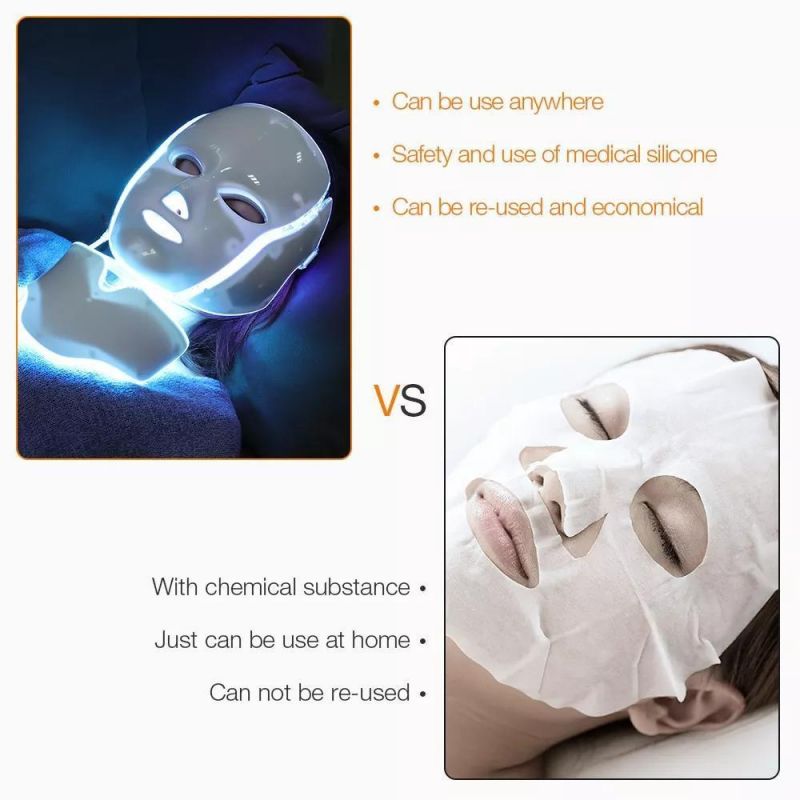 Light Therapy 7 LED Light Red Light for Acne Photon Mask