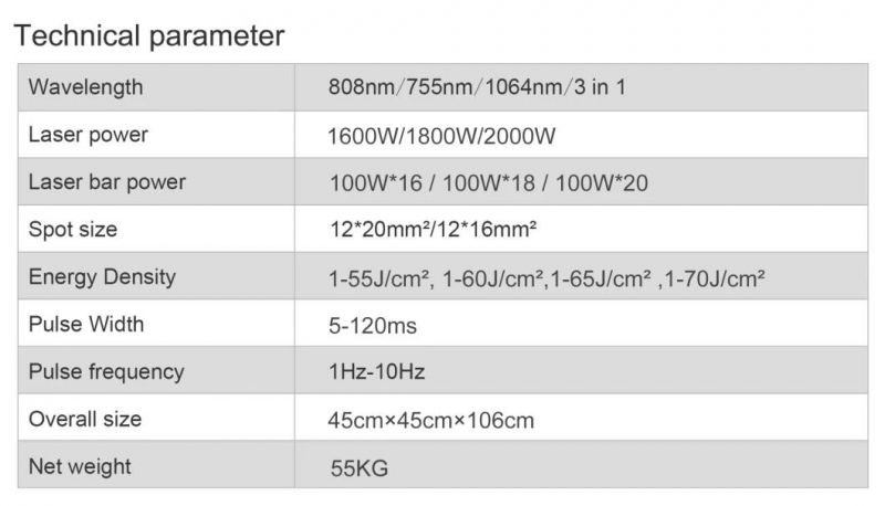 1600W/1800W/2000W High Power Permanent Hiar Removal Diode Laser Machine