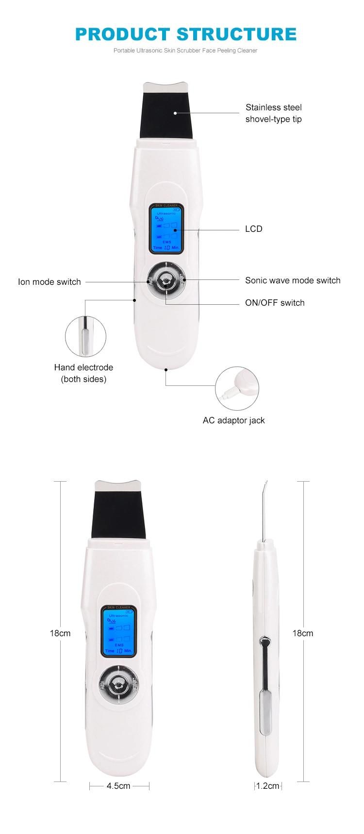 Portable Ultrasonic Skin Scrubber Face Peeling Cleaner