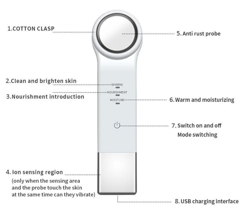 Multifunctional Ultrasonic Heating Face Massager Galvanic Ion Beauty Facial Instrument