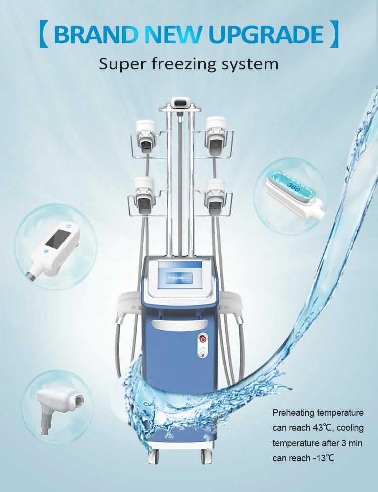 Newest Cryotherapy Physiotherapy Cyro Slimming Cryolipolysys Fat Freeze 360 Angle with 5 Cryo Handles