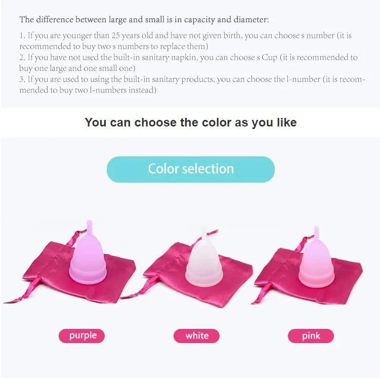 Factory Wholesale Price Medical Silicone Menstrual Cup Safety Feminine OEM Feminine Period Medical Silicone Soft Reusable Packaging Cup