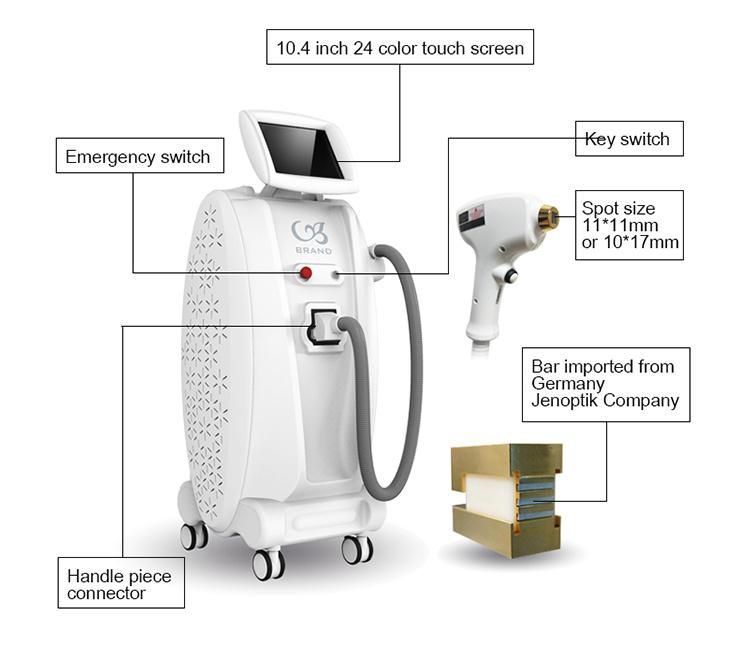 High Efficiency 755/808/1064 Three Waves Diode Laser Hair Removal Machine with CE
