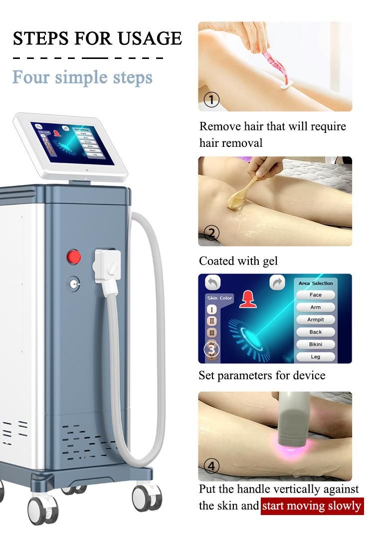 Effective Strong 10 Bar 20 Millions Flashes Diode Laser 808nm Hair Removal for Salon