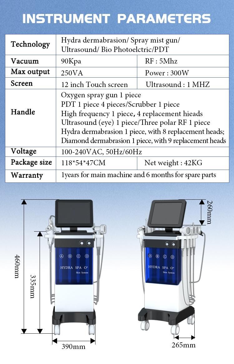 2022 Hydrafacial Skin Glow Rejuvenation Hydra Oxygen Jet High Frequency Hydro Peeling Machine with CE