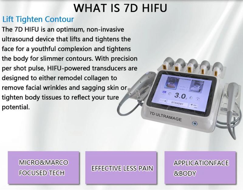 Anti-Wrinkles Device 7D Hifu 7 Cartridges 11 Lines for Face