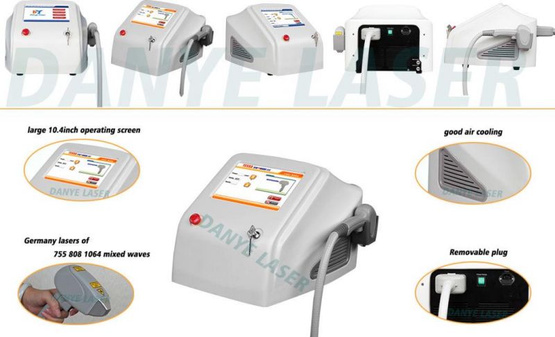 755 808 1064 Triple 3 Waves Portable Diode Laser Hair Removal/ Hairy Depilation Machine for All Skin Type