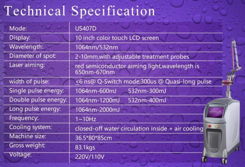 3000mj 1200W Powerful Electro-Optical Q-Switching YAG Machine